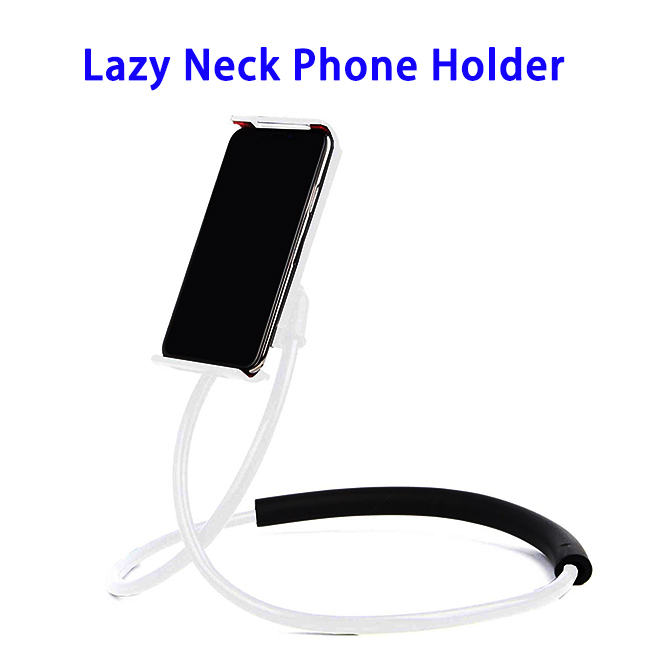 Universal Hanging On Neck Lazy Phone Holder DIY Free Rotating Stand Multiple Functions Lazy Bracket Phone Holder (White)