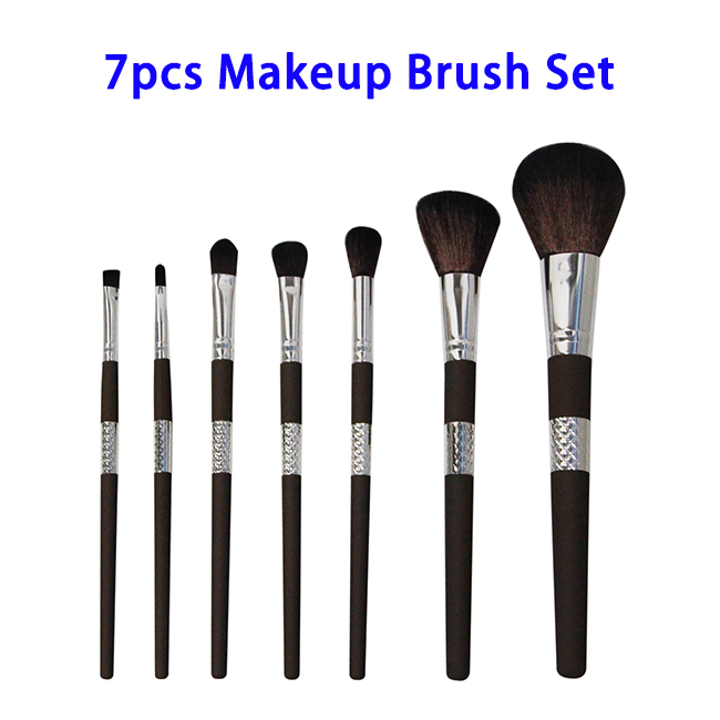 New Product 7pcs Synthetic Hair Makeup Brush Set for Beauty Needs (Black)
