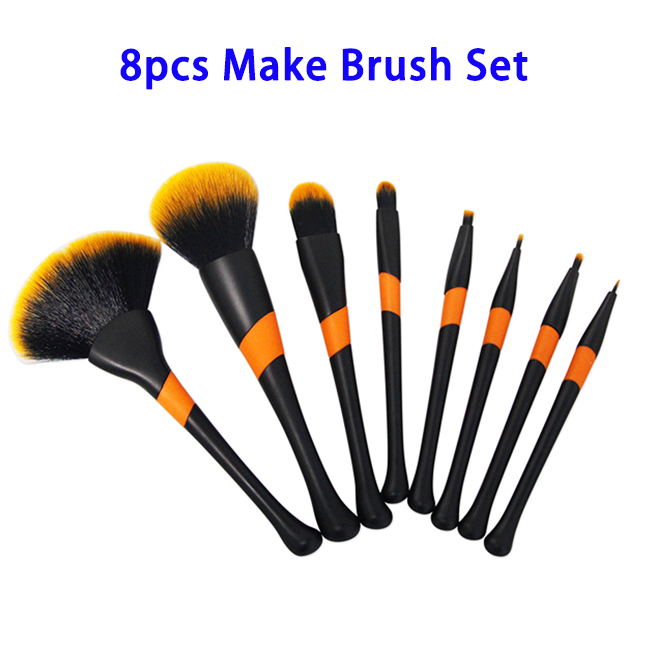 Thickening Electroplating Tube 8pcs Synthetic Fiber Hair Makeup Brush Set (Black)
