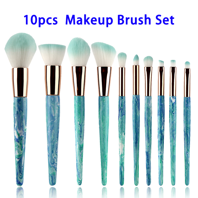 10pcs Synthetic Hair Cosmetics Makeup Brushes Set