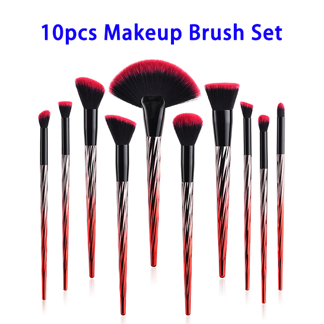 10pcs Synthetic Hair Cosmetics Makeup Brushes Set (Color 2)