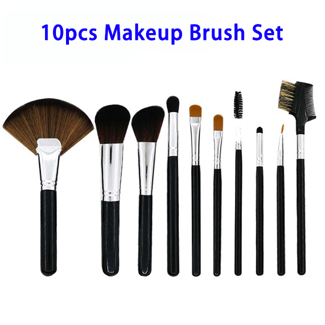 10pcs Mini Portable Synthetic Hair Makeup Brush Set 