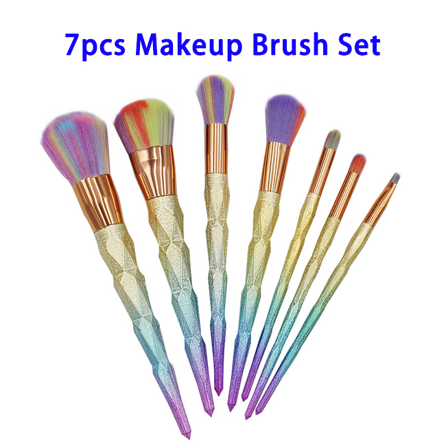 7pcs Synthetic Hair Makeup Brush Set Colorful Handle Makeup Brushes Set