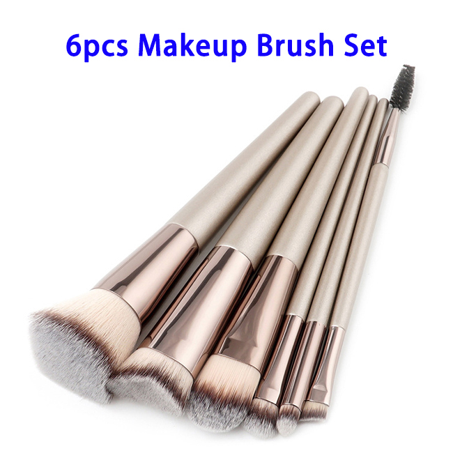 6pcs/set Portable Super Soft Premium Wood Handle Makeup Brushes Set (Color 1)