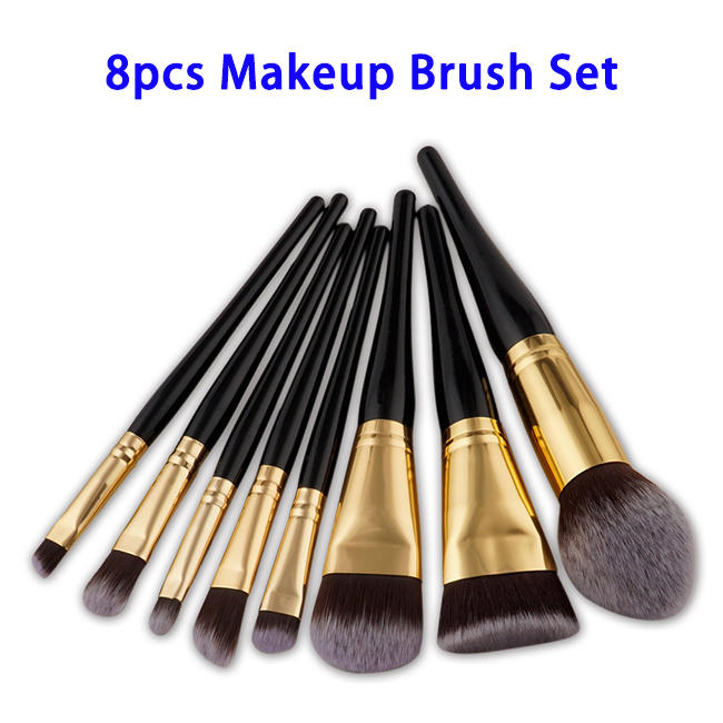 8pcs Synthetic Hair Wood Handle Makeup Brushes Set (Color 2)