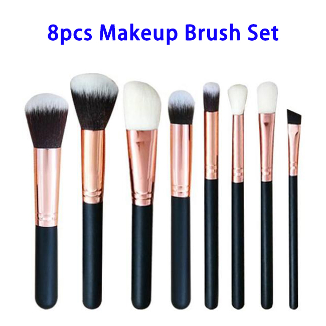 8pcs Synthetic Hair Wooden Handle Makeup Brushes Set