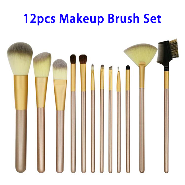 12pcs/set Piano-paint Wood Handle Makeup Brushes Set