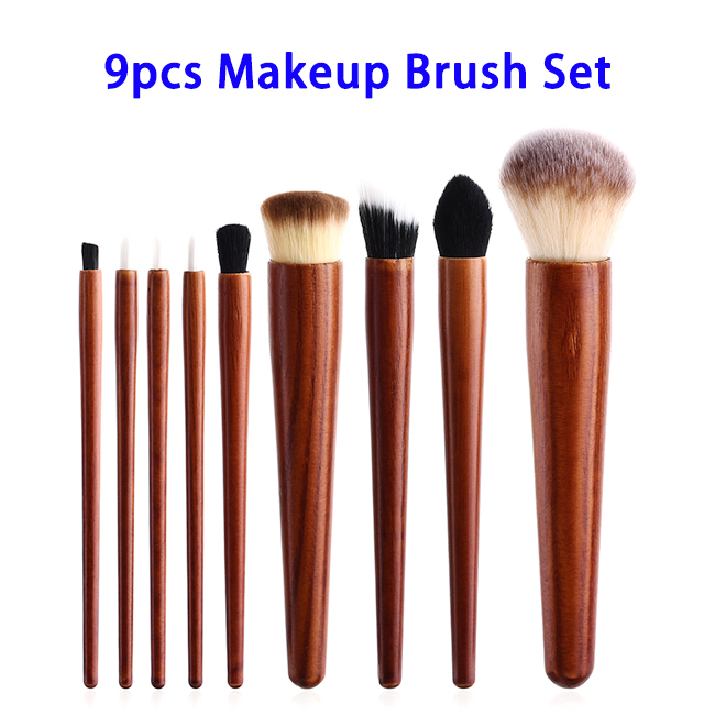 9pcs/set Wood Handle Foundation Contour Blending Professional Makeup Brushes Set