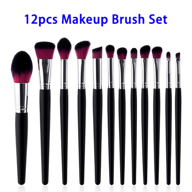 12pcs/set Synthetic Hair Wood Handle Makeup Brushes Set (Color 2)