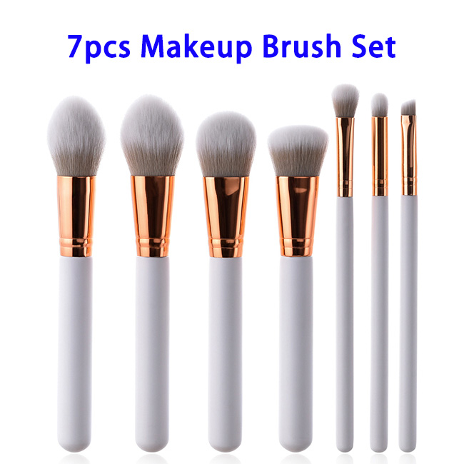 7pcs Portable Super Soft Premium Synthetic Hair Wood Handle Makeup Brushes Set