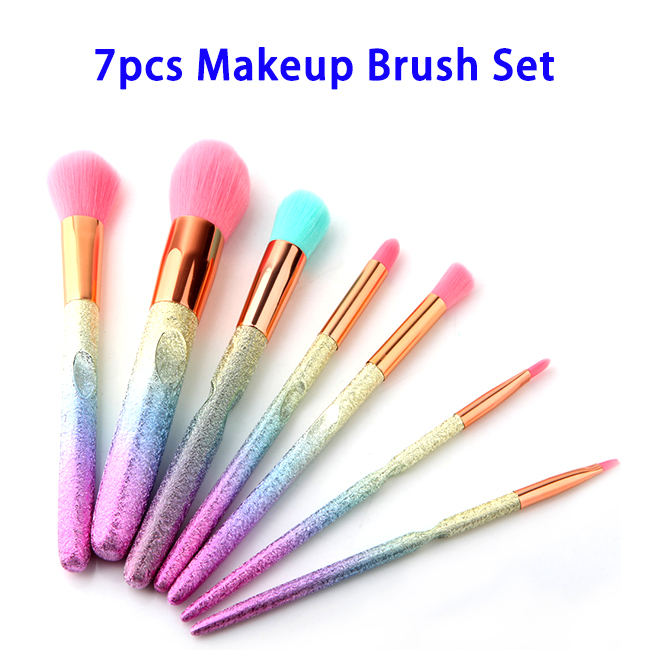 7pcs/set Synthetic Hair Makeup Brushes Set with Paper Package