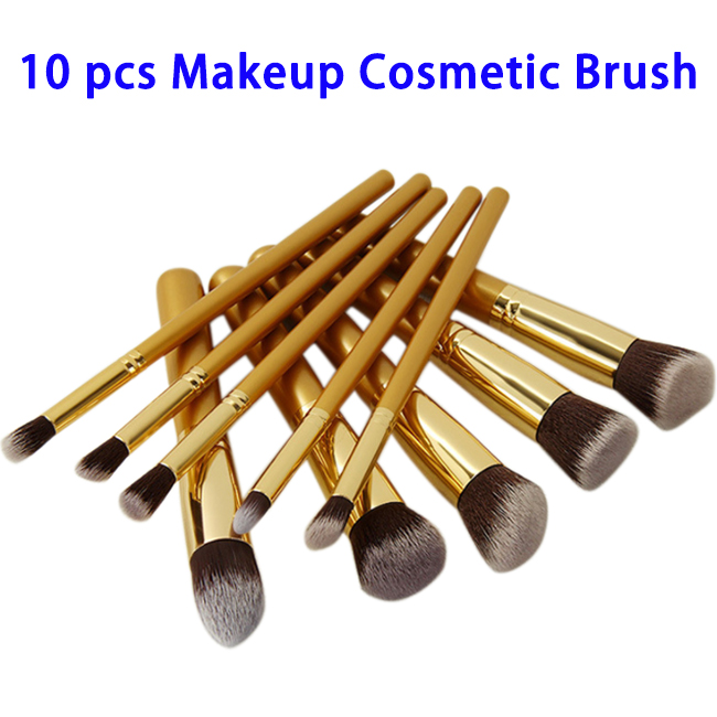 10pcs Professional BB Cream Foundation Cosmetic Makeup Brush Set (Gold)