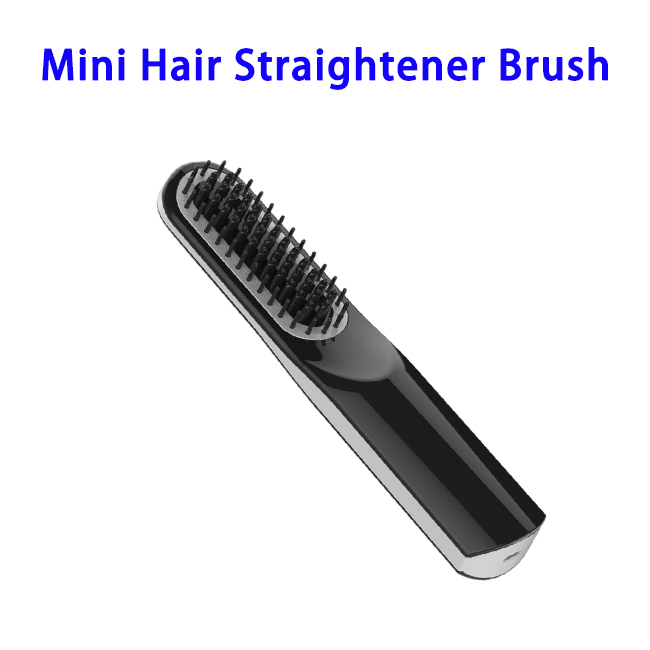 CE RoHS Approved LCD Mini Hair Straightener Brush (Black)