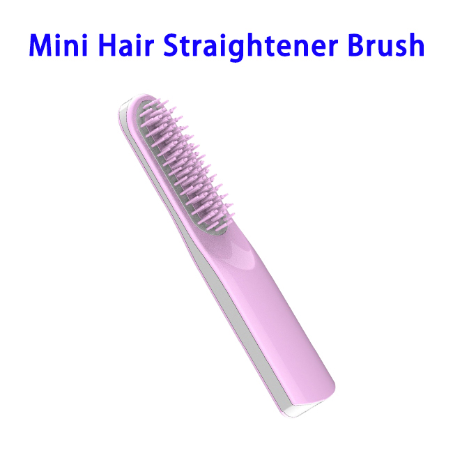 CE RoHS Approved LCD Mini Hair Straightener Brush (Pink)