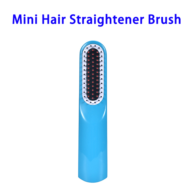 CE RoHS Approved LCD Mini Hair Straightener Brush (Blue)