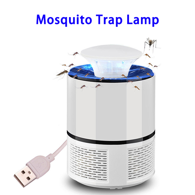 Chemical-free USB Powered UV LED Photocatalyst Fly Bug Electric Mosquito Killer Trap Lamp (White)