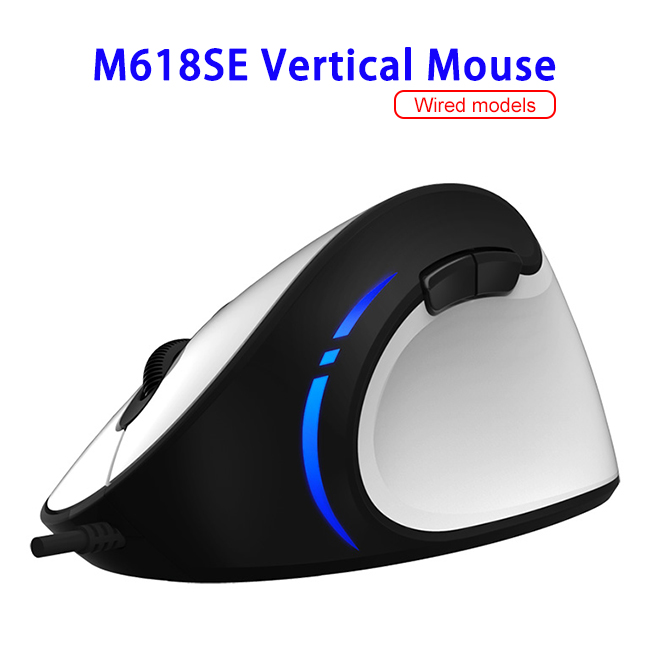 1000/1600/2400/3200DPI Delux M618SEU Wired Vertical Mouse (White)