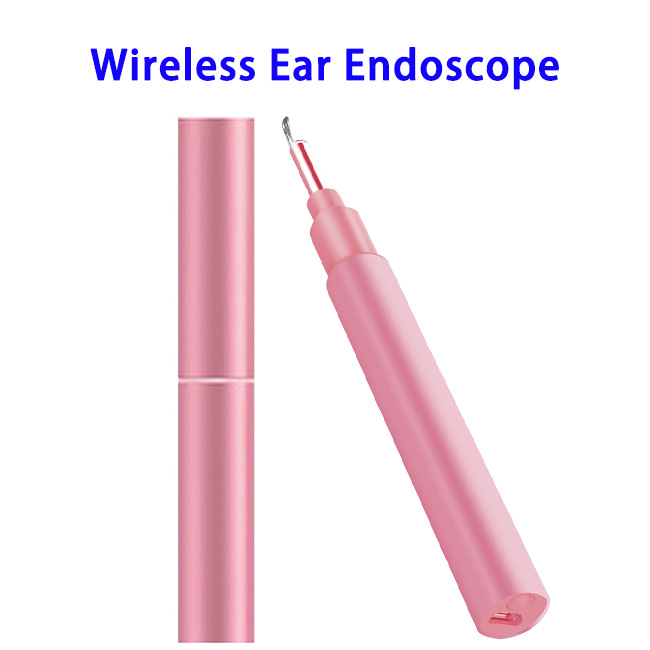 3.9mm WiFi Ear Otoscope Wireless HD1080P Digital Endoscope Ear Inspection Camera Earwax Cleaning Tool(Pink)