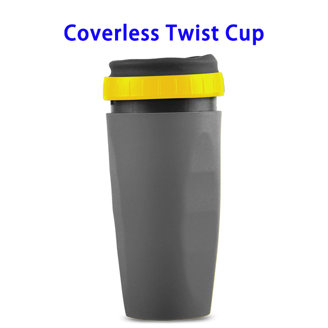 Portable Creative Plastic Water Bottles Coverless Twist Cup with Straw for Children and Adults(Grey)
