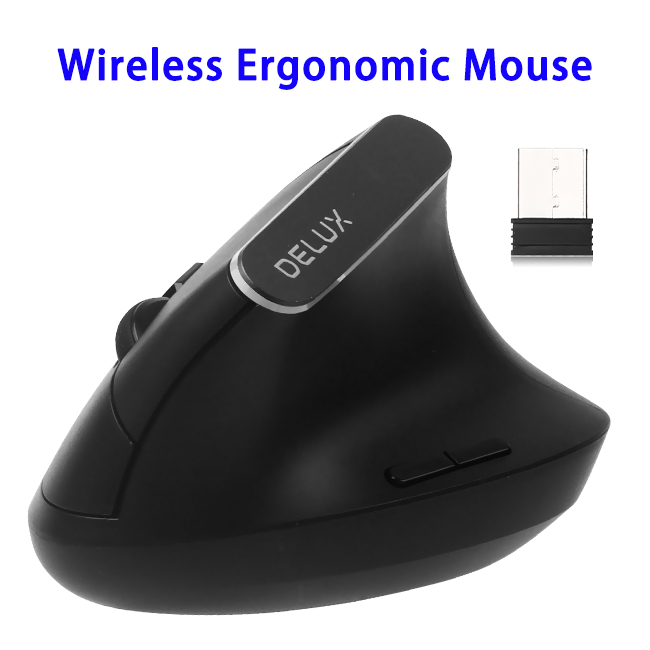 Delux 2.4G 800/1200/1600/2400 DPI 6 Buttons Computer Wireless Vertical Ergonomic Mouse