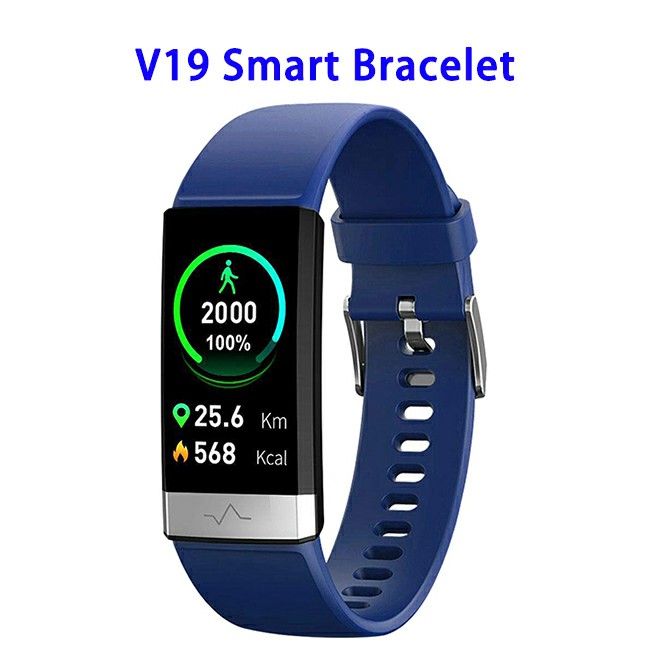 V19 Upgraded Waterproof Smart Bracelet Blood Pressure Heart Rate Monitor Fitness Tracker(Blue)