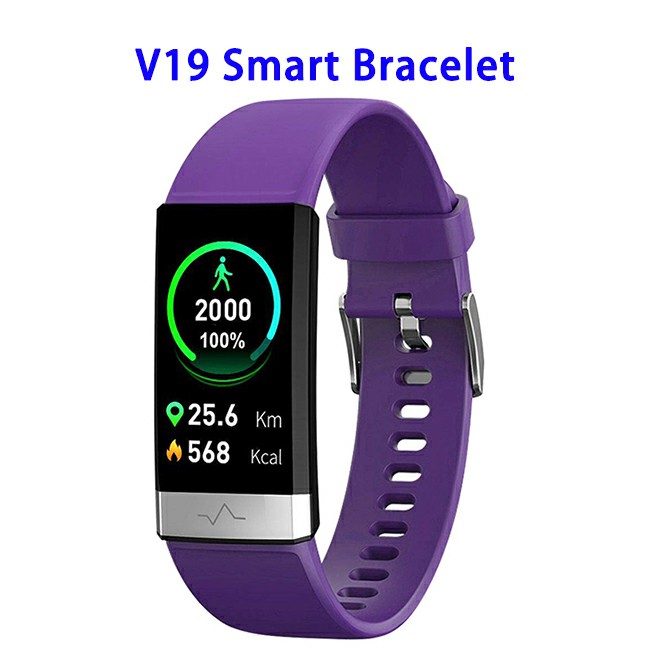 V19 Upgraded Waterproof Smart Bracelet Blood Pressure Heart Rate Monitor Fitness Tracker(Purple)
