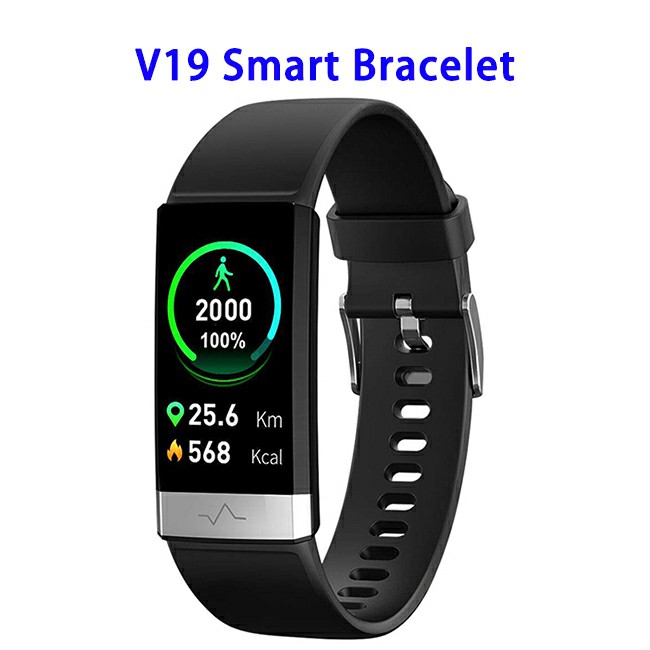 V19 Upgraded Waterproof Smart Bracelet Blood Pressure Heart Rate Monitor Fitness Tracker(Black)