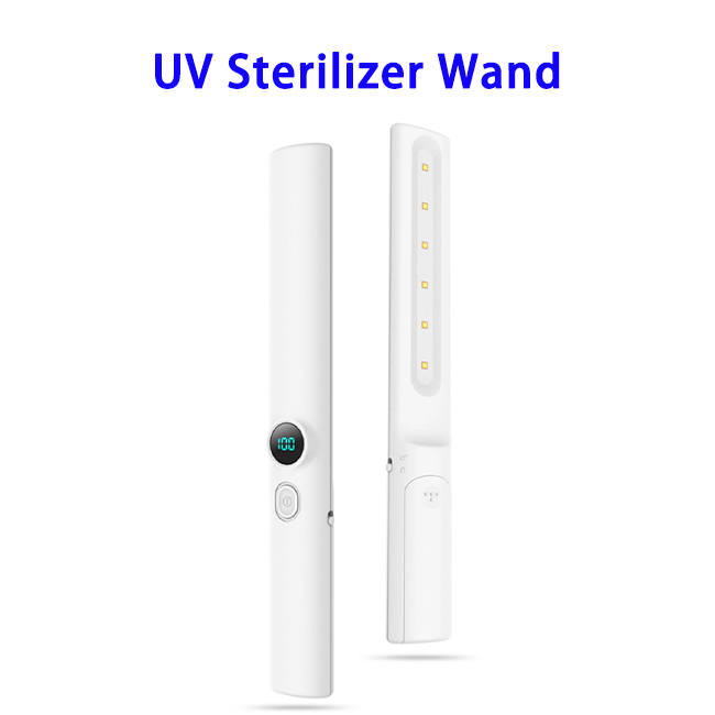 Portable Ultraviolet Timing Counting UV Light Sterilizer UVC Led Stick UV Wand (White)