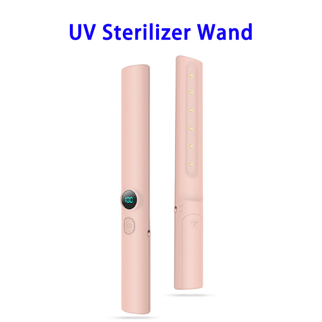 Portable Ultraviolet Timing Counting UV Light Sterilizer UVC Led Stick UV Wand (Pink)