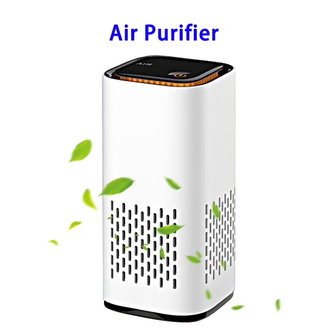 CE ROHS FCC Negative Ions Generator Hepa Filter Air Cleaner USB Charge Car Air Purifier(White)