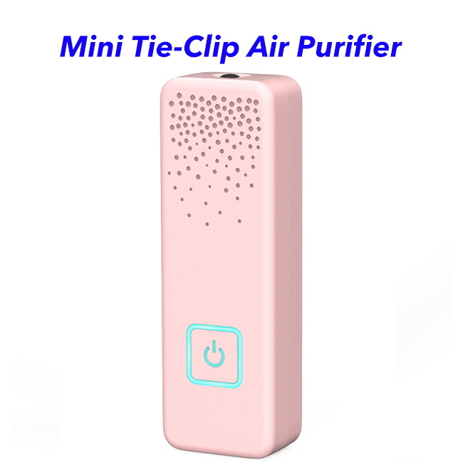 CE ROHS FCC Approved Personal Rechargeable Negative Ion Generator Portable Wearable Air Purifier (Pink)