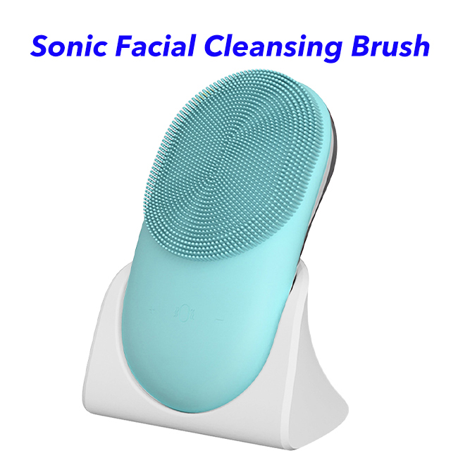 3 in 1 Sonic USB Rechargeable Heated Massage Facial Cleansing Brush(Blue)