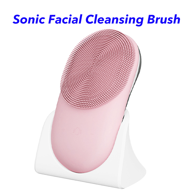 3 in 1 Sonic USB Rechargeable Heated Massage Facial Cleansing Brush(Pink)