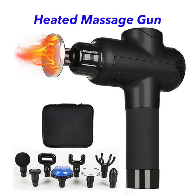 Heated Massage Gun Deep Tissue Percussion Massager Handheld Electric Muscle Massager (Black)