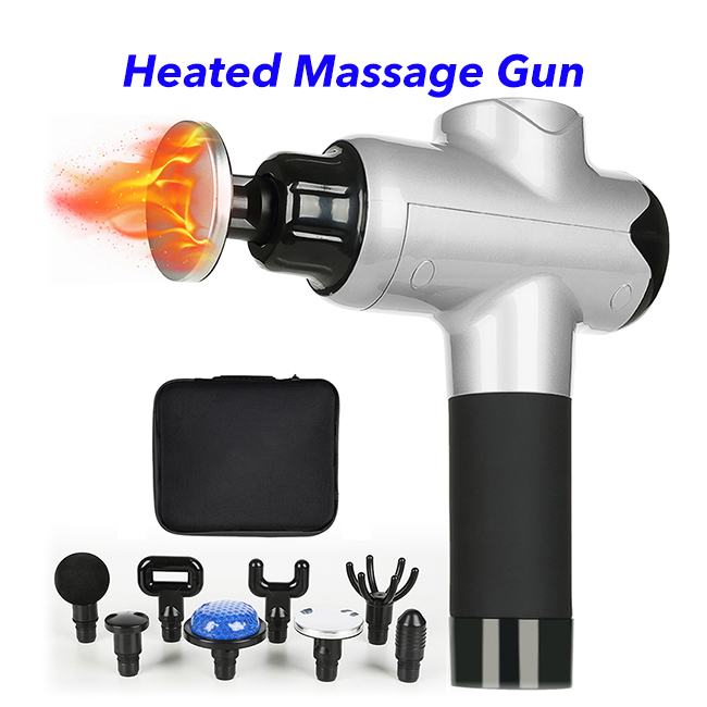 Heated Massage Gun Deep Tissue Percussion Massager Handheld Electric Muscle Massager (Sliver)