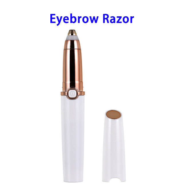 New Product Battery Powered Womens Painless Eyebrow Hair Remover Trimmer(White)