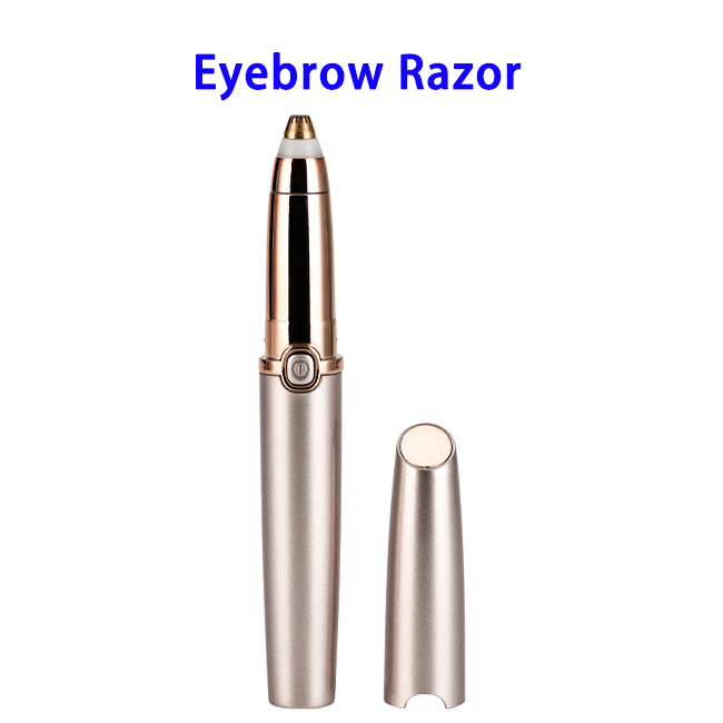 New Product Battery Powered Womens Painless Eyebrow Hair Remover Trimmer(Rose gold)