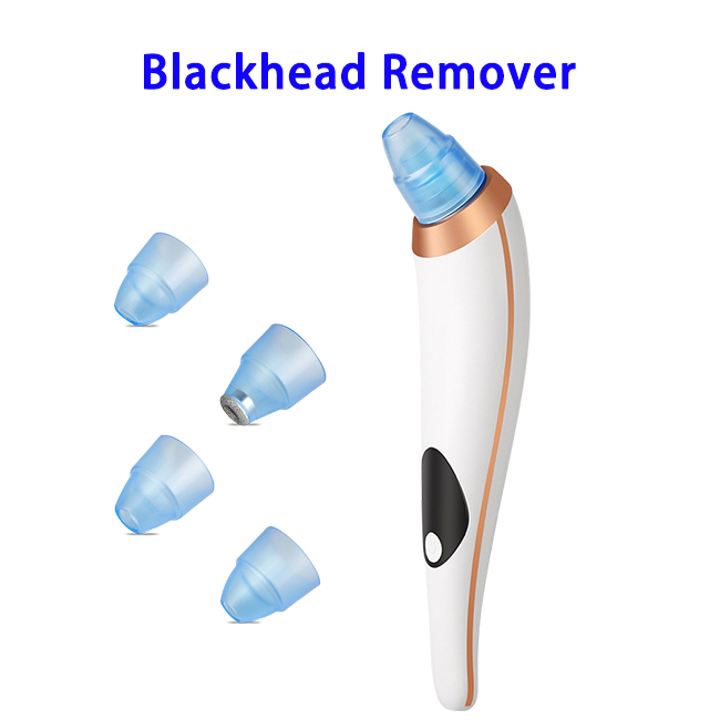 New Design LED Electric 5 Gears Blackhead Vacuum Remover with 4 Replaceable Probes (White)