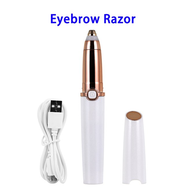 New Product USB Rechargeable Womens' Painless Eyebrow Hair Remover Trimmer(White)