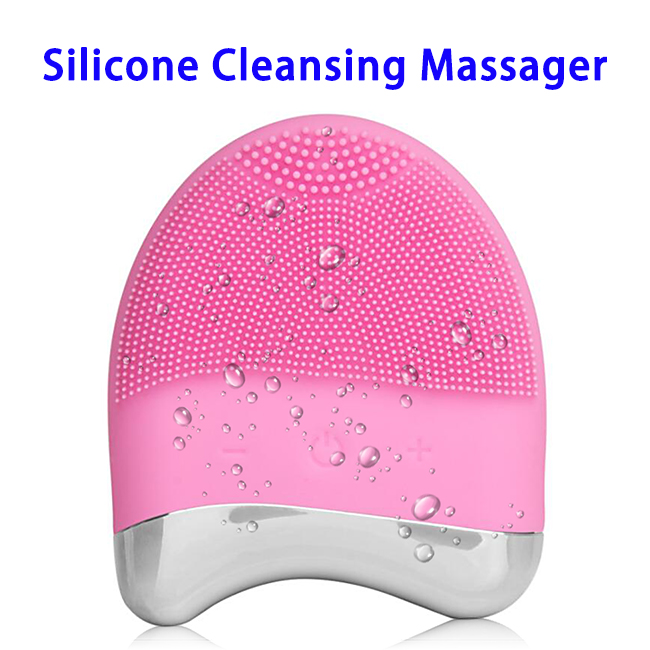 New Arrival Waterproof Vibration Silicone Facial Cleansing Brush for All Skin (Pink)