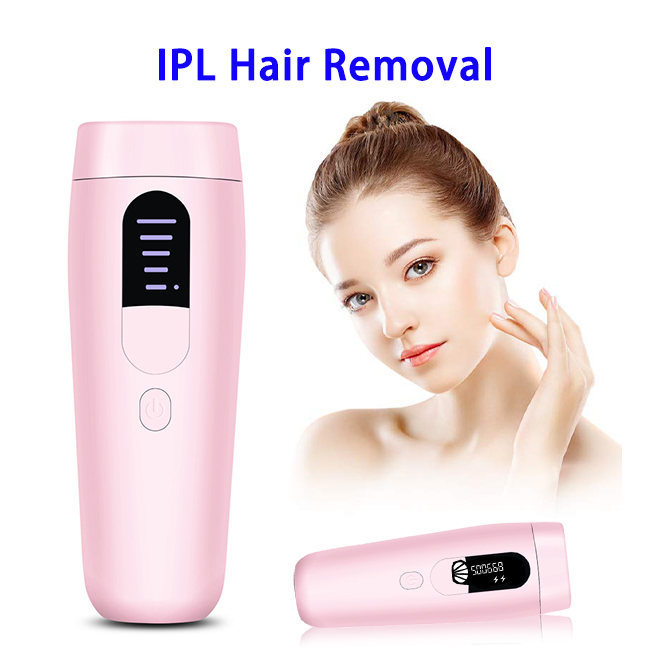 CE RoHS Approved Women IPL Facial and Body Permanent Laser Hair Removal (Pink)