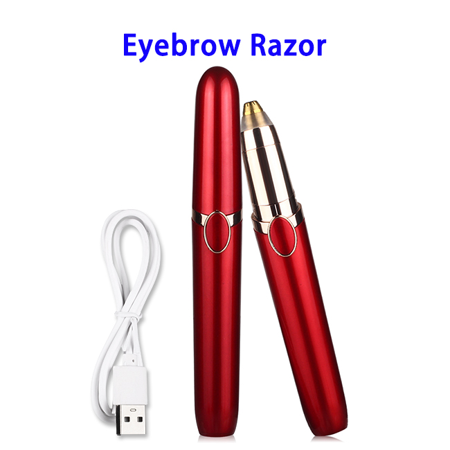 Ladys Shaver USB Rechargeable Painless Eyebrow Hair Remover for Women(Red)