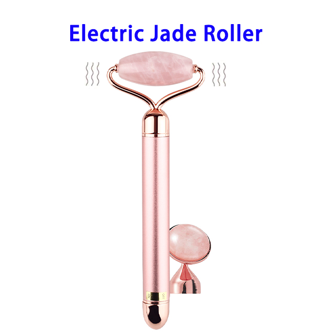 New Product Upgrade Version 2-In-1 Vibrating Facial Electric Jade Roller Massager