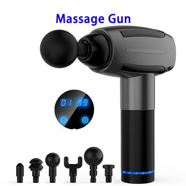 6 Speeds and 6 Heads Vibration Percussion Deep Tissue Muscle Massage Gun with LED Display(Black)