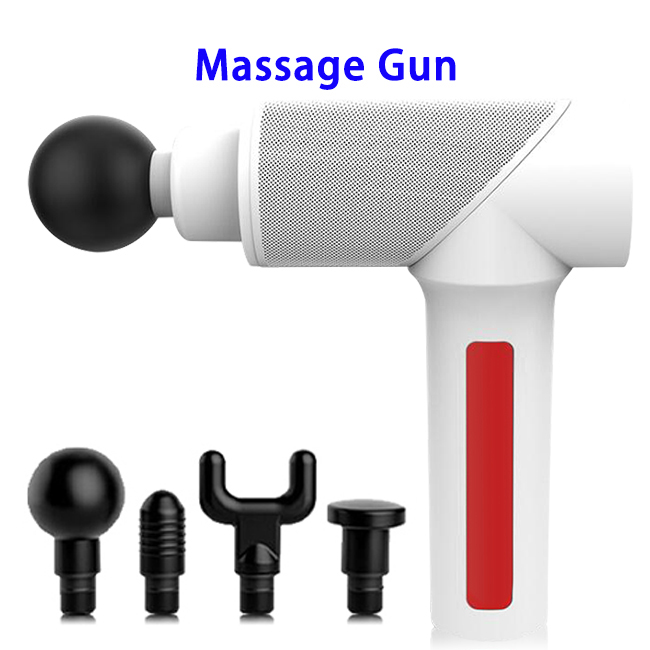 New product 6 Speeds Adjustments Metal Heat Sink Al Intelligent Control Chip Massage Gun(White)