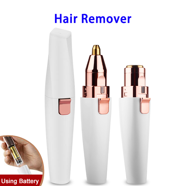 2 in 1 Battery Powered Eyebrow Hair Remover Trimmer Electric Facial Hair Removal for Women