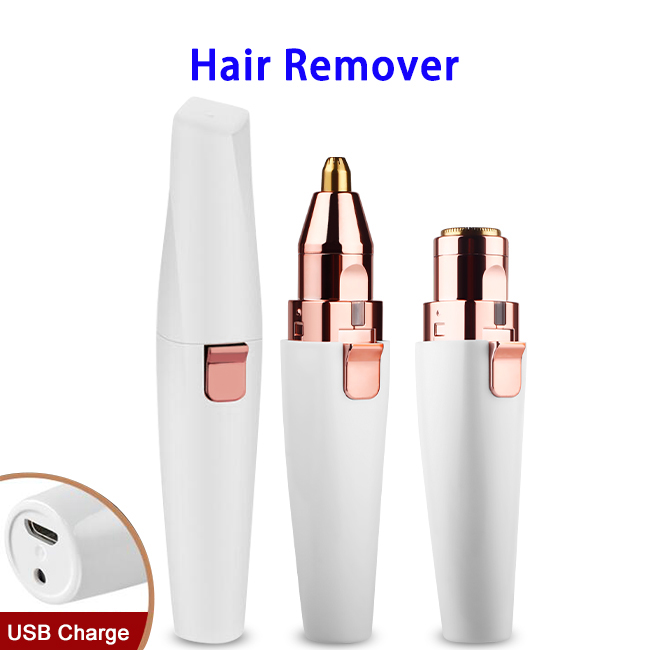 2 in 1 USB Charging Eyebrow Hair Remover Trimmer Electric Facial Hair Removal for Women