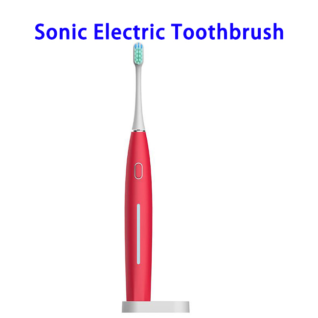 2020 New Product 5 Modes IP67 Waterproof Automatic Toothbrush with Staclean Dupont Grade Bristles(Red)