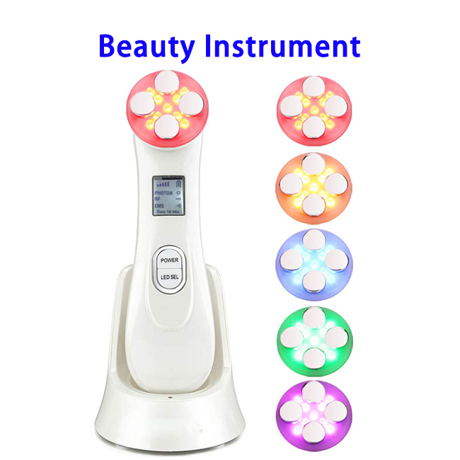 5 Levels Skin Care Facial Lifting Massager EMS RF Skin Tightening Radio Frequency Machine (White)