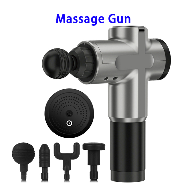 Newest Product 6 Speeds 2000mah Deep Tissue Vibration Percussion Botton Control Muscle Massage Gun(Silver)